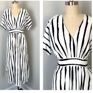Gibson Latimer Black and White Striped Dress